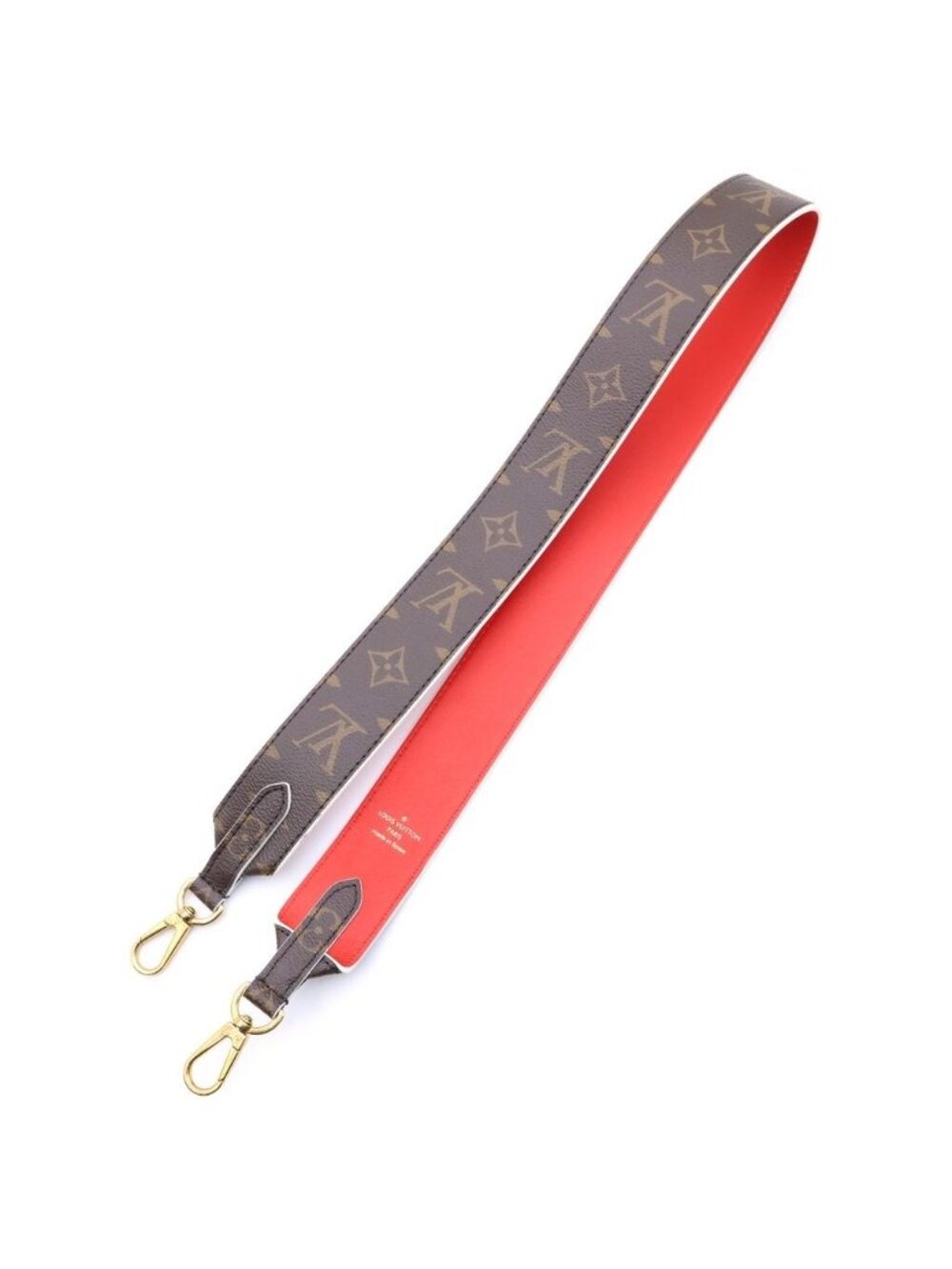 Louis Vuitton Monogram Shoulder Strap Brown Red Leather Gold
